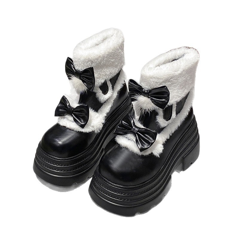 Moteriški Martin batai su pakelta padu, viršus iš mikropluošto, guminė pada, fleece vidus, apvali nosis