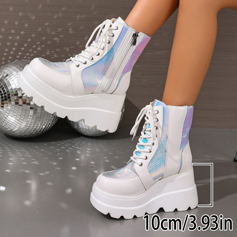 Ghete Martin cu partea superioară din PU, talpă din cauciuc, fermoar lateral, toc gros, sezon iarnă-toamnă, stil european și american