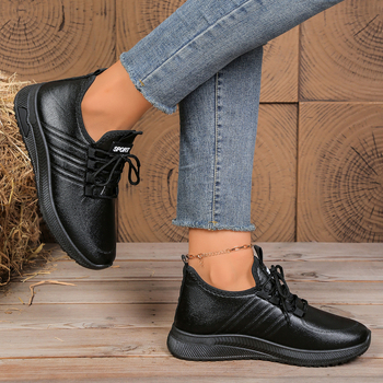 Unisex παπούτσια κουζίνας για εργασία, αδιάβροχο PU επάνω μέρος, σόλα από καουτσούκ, κορδόνια εμπρός, PU πάτος