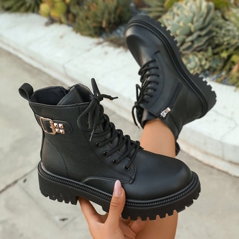 Martin batai su medvilnine įdėja, viršus iš sintetinės odos, žemas kulno aukštis, priekiniai raišteliai, žiemai, kulnas virš 8 cm