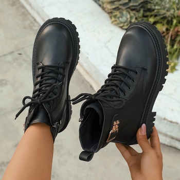 Martin batai su medvilnine įdėja, viršus iš sintetinės odos, žemas kulno aukštis, priekiniai raišteliai, žiemai, kulnas virš 8 cm