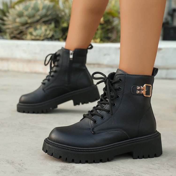 Martin batai su medvilnine įdėja, viršus iš sintetinės odos, žemas kulno aukštis, priekiniai raišteliai, žiemai, kulnas virš 8 cm