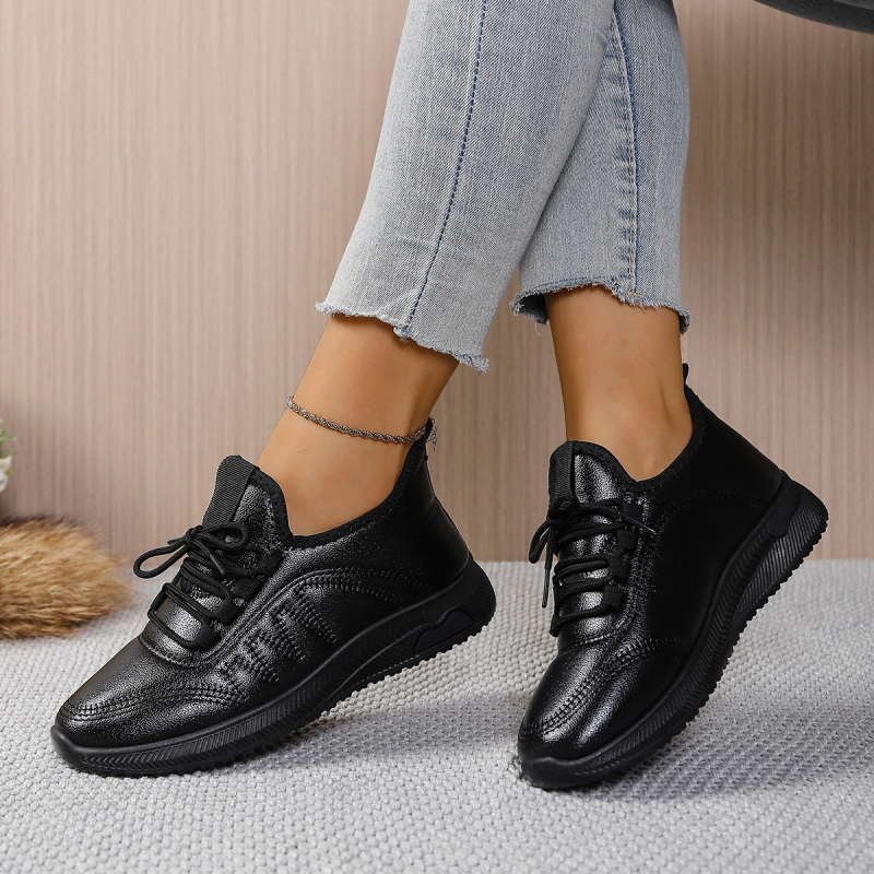 Pantofi casual damă din piele artificială, impermeabili, antiderapante, Slip-On, toc mediu 3–5 cm