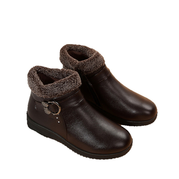 Zimske čizme od umjetne PU kože s okruglim vrhom, bočni zatvarač, ravna peta, gumeni đon (gornji materijal: umjetna PU koža; podstava: umjetna kratka dlaka; zatvarač: bočni zatvarač; visina pete: ravna; đon: gumeni)