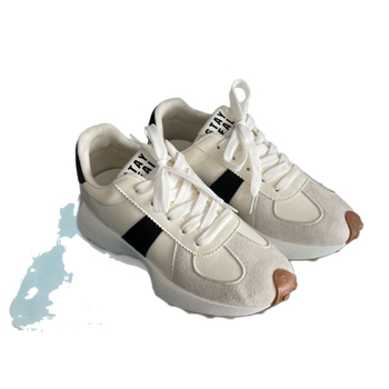 Γυναικεία sneakers με φαρδιά σόλα – PU επάνω, καουτσούκ σόλα, στρογγυλή μύτη, κορδόνια μπροστά, μεσαίο ύψος τακουνιού 3–5 εκ