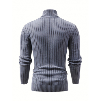 Мъжко плетено горнище с батвингови ръкави, Chenille плат, геометричен принт, яка в стил риза.