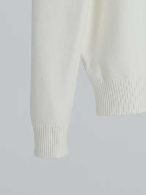 Мъжки пуловер от 100% вълна, слим фит, с полувисока яка и дълги ръкави.