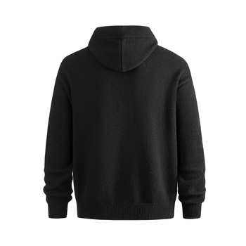 Мъжки пуловер с качулка от плетиво, дълги ръкави, средна дебелина, акрил 45,2%, есен 2025.