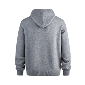 Мъжки пуловер с качулка от плетиво, дълги ръкави, средна дебелина, акрил 45,2%, есен 2025.