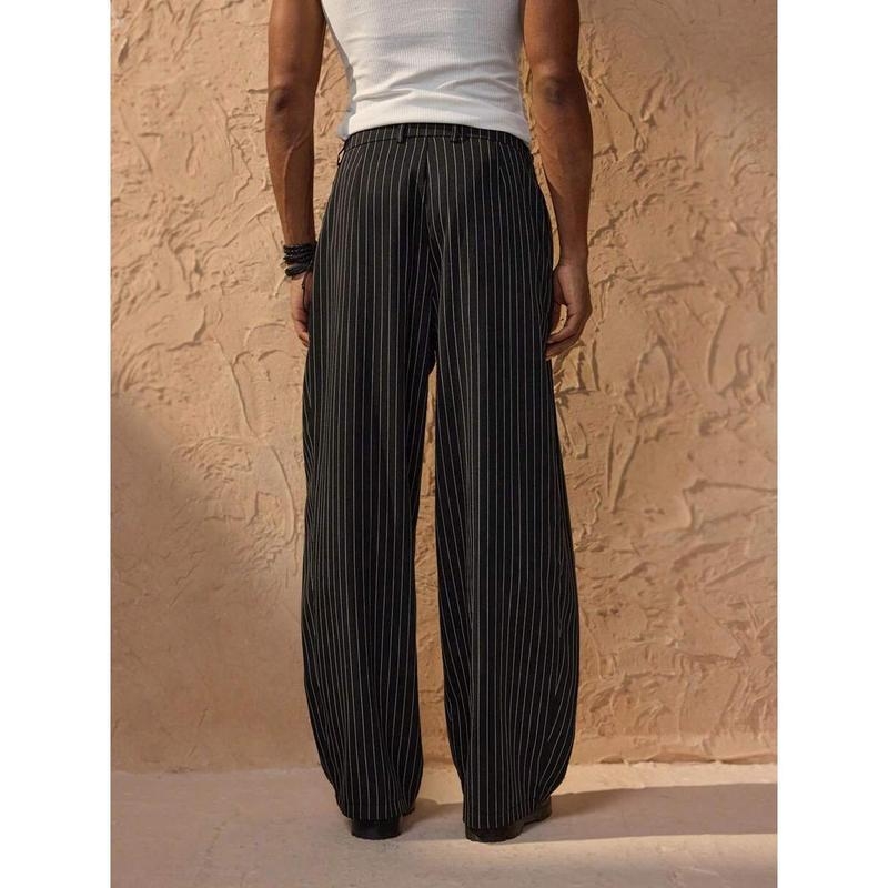 Pantaloni casual pentru bărbați — croială lejeră, design stil creion, talie elastică, căptușeală fleece, țesătură Lycra