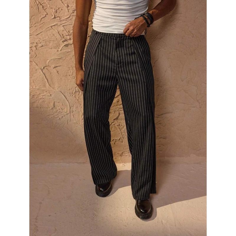 Pantaloni casual pentru bărbați — croială lejeră, design stil creion, talie elastică, căptușeală fleece, țesătură Lycra