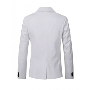 Мъжко сако за ежедневна употреба, три реда копчета, четирисезонно носене, синтетична смес с ацетатни влакна, тясна кройка