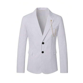 Мъжко сако за ежедневна употреба, три реда копчета, четирисезонно носене, синтетична смес с ацетатни влакна, тясна кройка