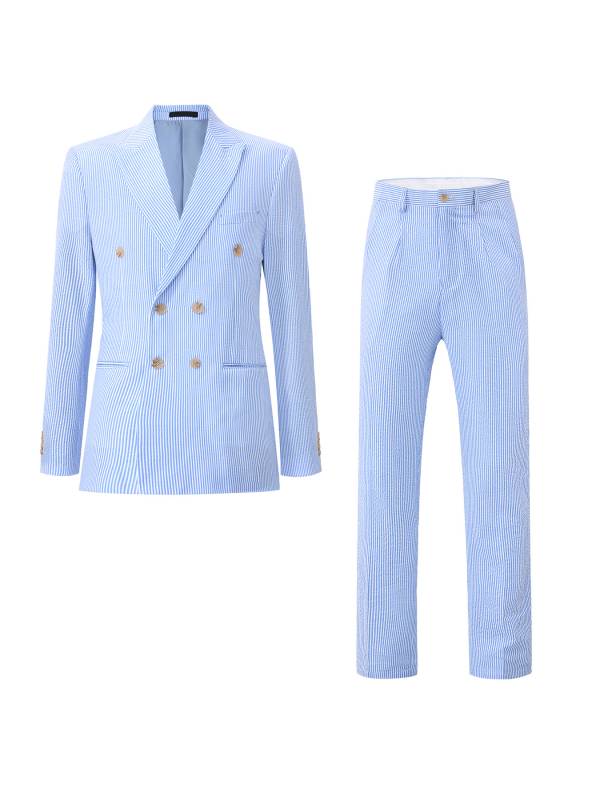 Costum bărbătesc din două piese, stil britanic slim, dublu nasturi, rever Peak Lapel, poliester 70%