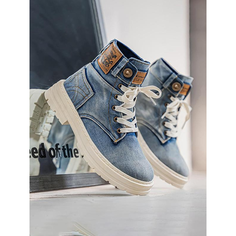 Unisex čizme s vezicama, uzorak lubanje, PVC gornji dio, okrugli nos, klinasti potplat 4–6 cm, bez podstavlja