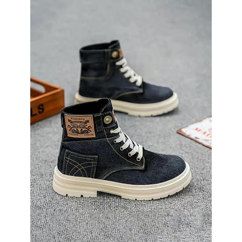 Unisex čizme s vezicama, uzorak lubanje, PVC gornji dio, okrugli nos, klinasti potplat 4–6 cm, bez podstavlja