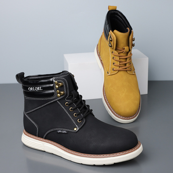 Μαρτίν μποτς υψηλού ύψους, Unisex, PU επάνω, Καουτσούκ σόλα, Στρογγυλή μύτη, Χαμηλό τακούνι 1–3 εκ