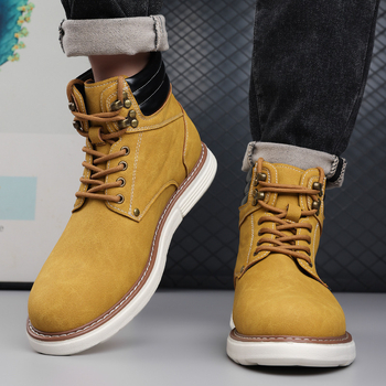 Μαρτίν μποτς υψηλού ύψους, Unisex, PU επάνω, Καουτσούκ σόλα, Στρογγυλή μύτη, Χαμηλό τακούνι 1–3 εκ