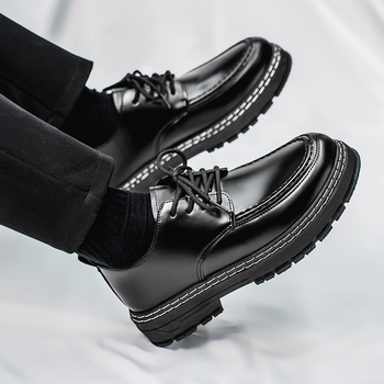 Ανδρικά Δερμάτινα Παπούτσια, PU Άνω, PVC Σόλα, Στρογγυλή Μύτη, Αδιάβροχα & Αντιολλισθητικά, Καθημερινό Επιχειρηματικό Στυλ