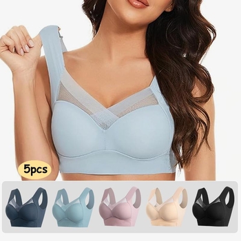 Σετ 5 σουτιέν από βαμβάκι με μαλακό μεταλλικό δαχτυλίδι και βαμβακερή επένδυση
