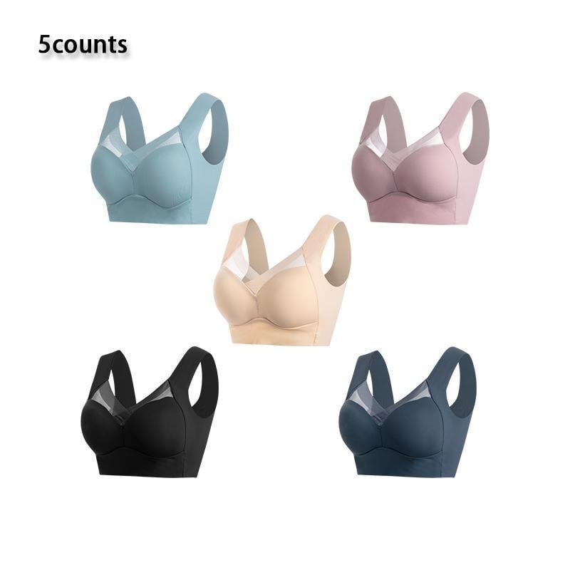 5-частен памучен комплект сутиени с мек стоманен пръстен и памучна подплата