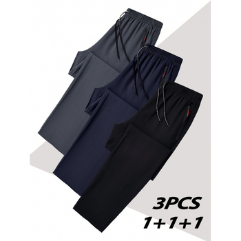Pantaloni casual bărbați, croi lejer, țesătură Lycra, căptușeală de fleece, talie elastică, pentru toate anotimpurile