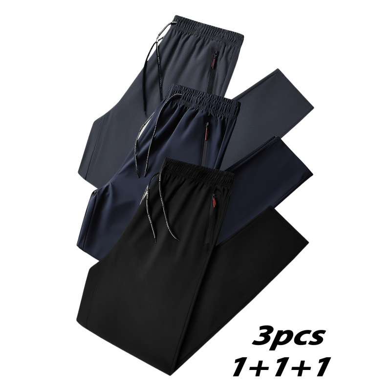 Pantaloni casual bărbați, croi lejer, țesătură Lycra, căptușeală de fleece, talie elastică, pentru toate anotimpurile