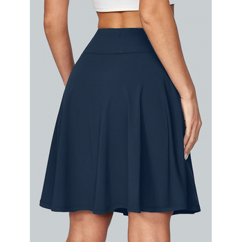 Γυναικεία φούστα μέχρι το γόνατο με ελαστική υψηλή μέση, ανάγλυφο μοτίβο φτερού, ύφασμα κάνναβης, για γυναίκες άνω των 60