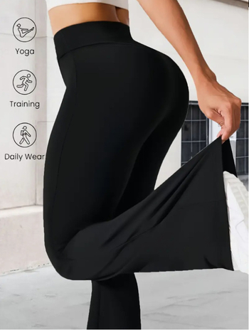 Дамски спортни панталони за йога с леко разширение, висока талия, дълги, 95% полиестер