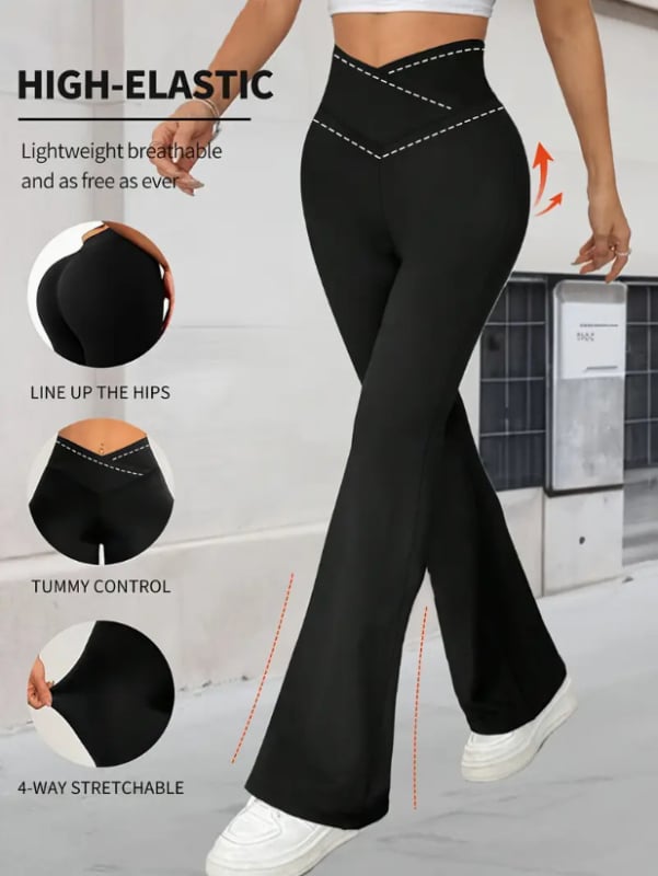 Női jóga nadrág, 95% poliészter, magas derekú, enyhén bővülő lábszár, hosszú