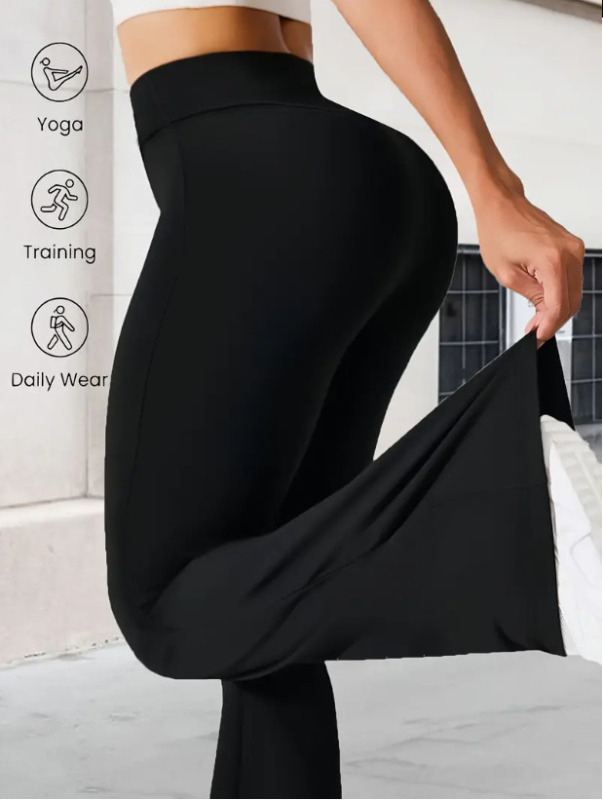 Női jóga nadrág, 95% poliészter, magas derekú, enyhén bővülő lábszár, hosszú