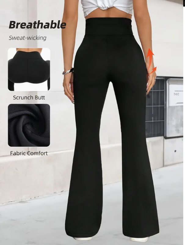 Női jóga nadrág, 95% poliészter, magas derekú, enyhén bővülő lábszár, hosszú