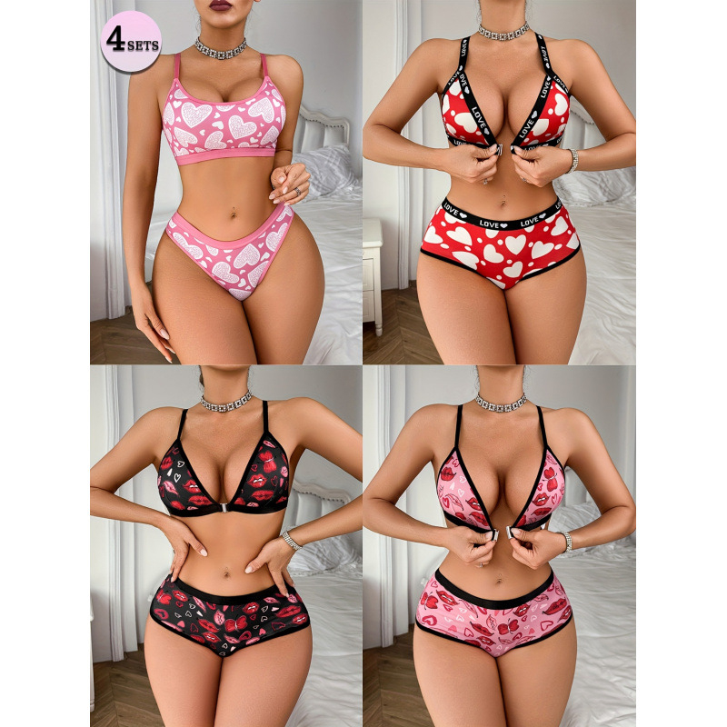 Krūštura komplekts ar trijstūra kausiem, sirds forma un lūpu nospiedums, vidēji formēti kausi, elpojošs akrila audums