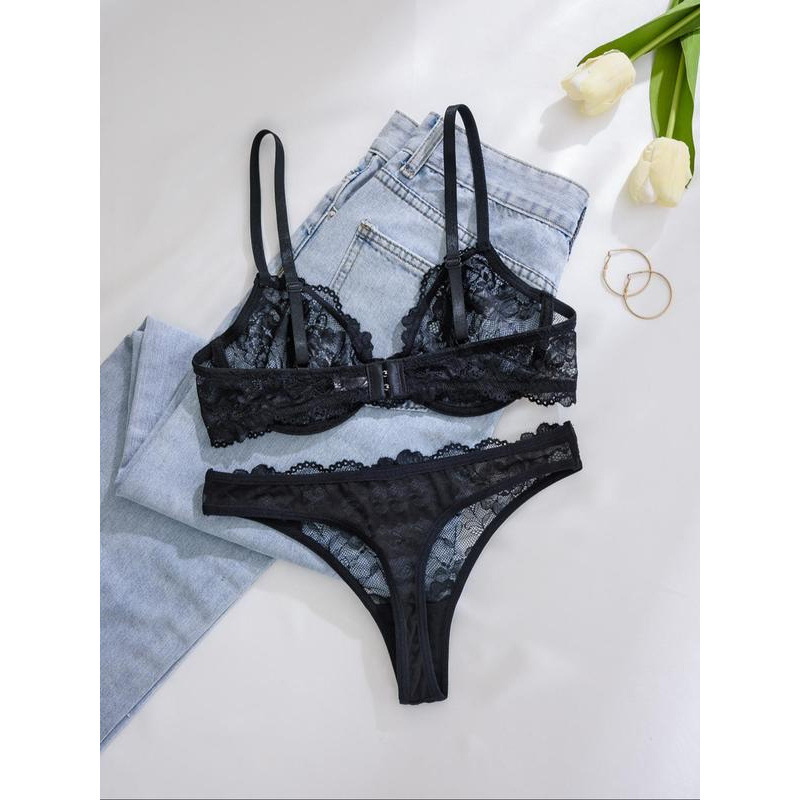 Set sutien, cupe triunghiulare, cupe modelate medii, căptușeală din Spandex, stil Back Beauty și Pastoral