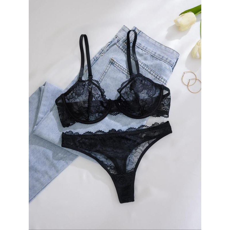 Set sutien, cupe triunghiulare, cupe modelate medii, căptușeală din Spandex, stil Back Beauty și Pastoral