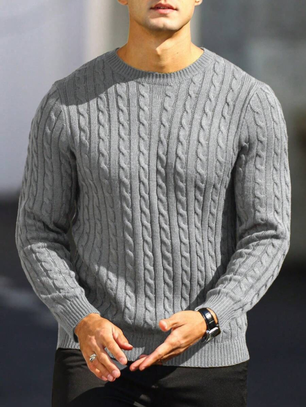 Megztinis su apvaliu kaklu, ilgomis rankovėmis, Slim Fit, Twist Flower detalė, audinys: sintetinių pluoštų mišinys su viskoze