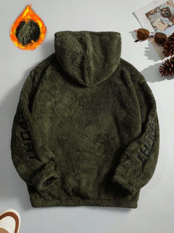 Hanorac unisex cu glugă, decolteu în V, mâneci lungi, croială lejeră, poliester 96%+