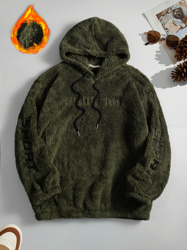 Hanorac unisex cu glugă, decolteu în V, mâneci lungi, croială lejeră, poliester 96%+