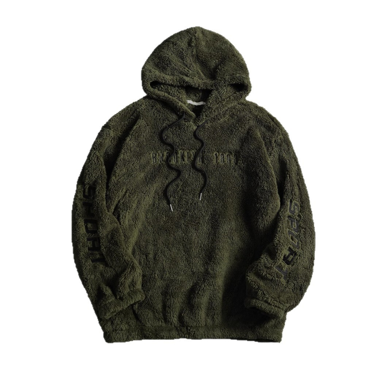 Hanorac unisex cu glugă, decolteu în V, mâneci lungi, croială lejeră, poliester 96%+