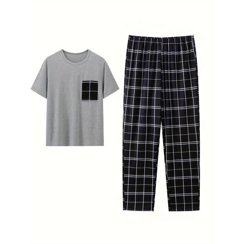 Set de pijamale pentru bărbați, stil minimalist, material Half Fleece, bumbac, primăvara, lansare primăvara 2025