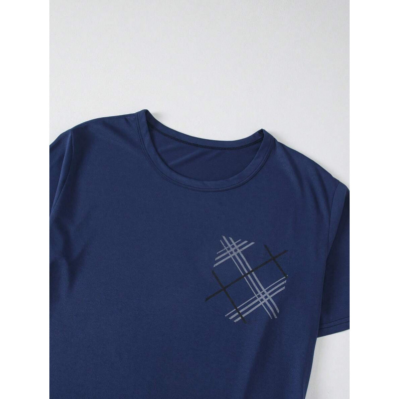 Set de pijamale pentru bărbați – nylon ușor, sezon de toamnă, tricou cu mânecă scurtă și pantaloni scurți, senzație premium