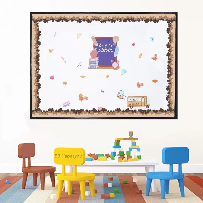 Stiker de bordură pentru tablă de anunțuri, pentru clasă și birou, formă neregulată, hârtie acoperită, adeziv umed, articol ZC62, model HC