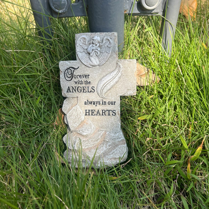 Statuie memorială din rășină pentru grădină, înger – sculptură gravată, cadou pentru colegi, potrivită pentru Crăciun, Halloween și Paște