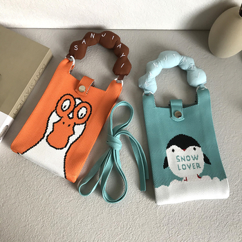 Poliészter mobiltelefon-táska, nyitott felsőrésszel, függőleges négyszögletes forma, nőknek, utcai stílus