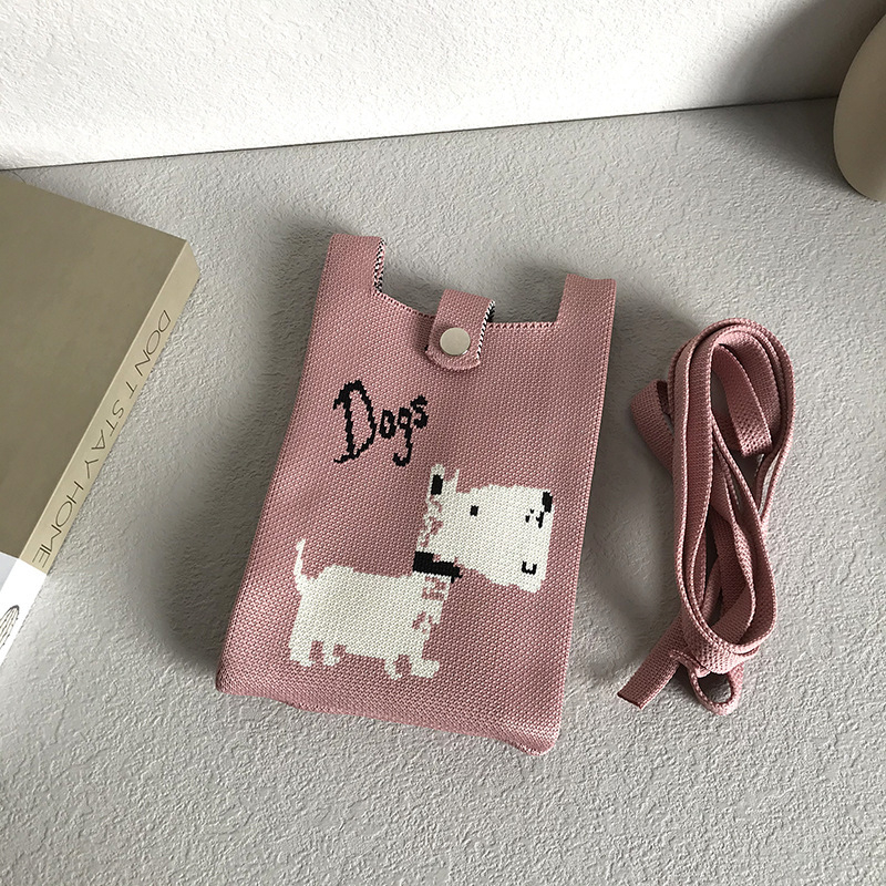 Poliészter mobiltelefon-táska, nyitott felsőrésszel, függőleges négyszögletes forma, nőknek, utcai stílus