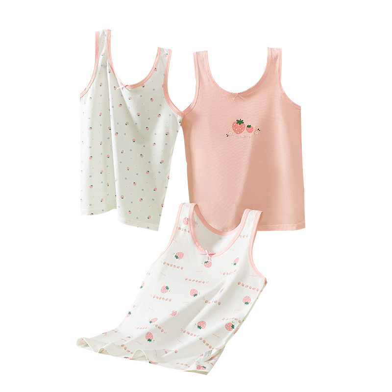 Mergaitėms be rankovių liemenėlė – 95% medvilnė, cartoon raštas, švelnus audinys, vaikams