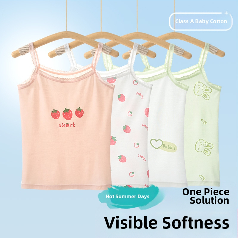 Mergaitėms be rankovių liemenėlė – 95% medvilnė, cartoon raštas, švelnus audinys, vaikams