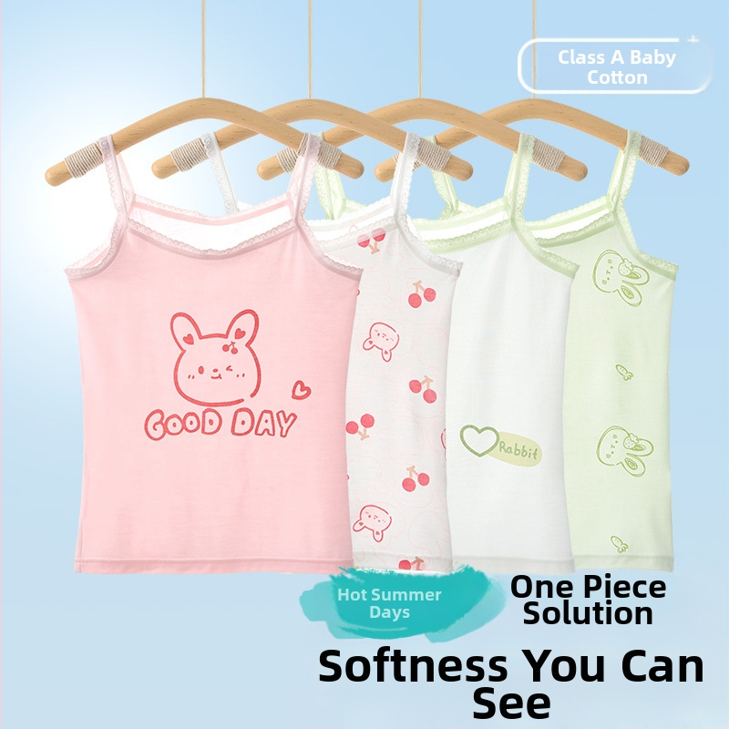 Mergaitėms be rankovių liemenėlė – 95% medvilnė, cartoon raštas, švelnus audinys, vaikams