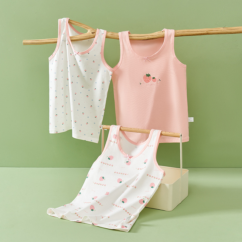 Mergaitėms be rankovių liemenėlė – 95% medvilnė, cartoon raštas, švelnus audinys, vaikams