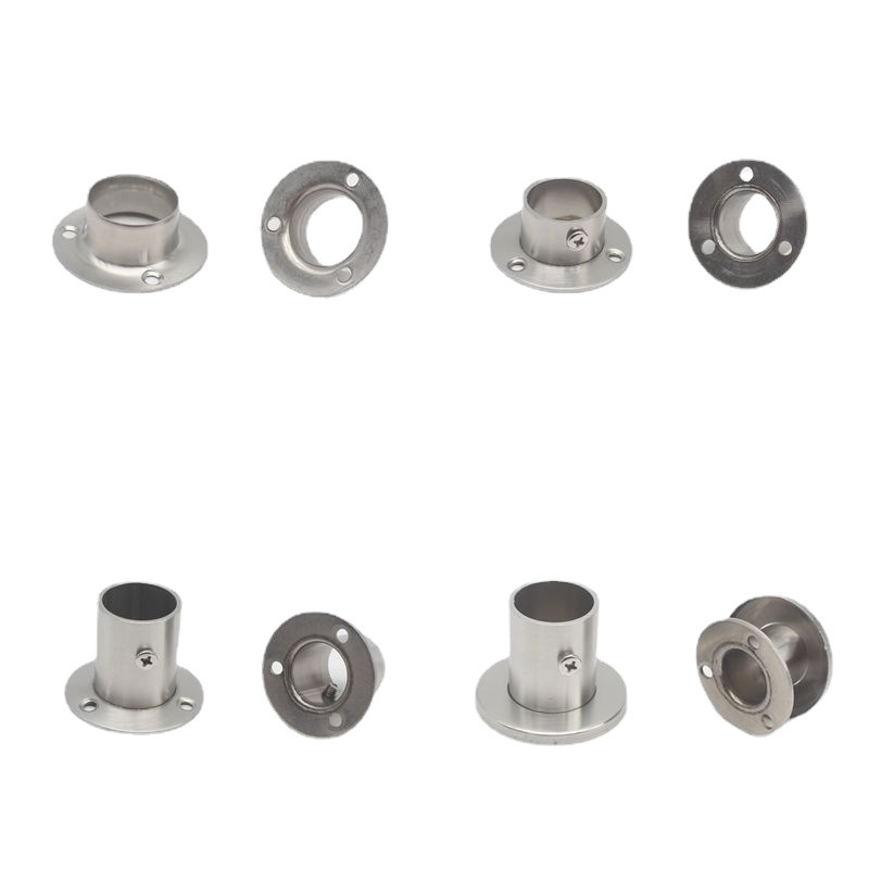 Suport flanșat din oțel inoxidabil pentru țevi de haine, model 201903295, conexiune cu clemă, stil modern minimalist